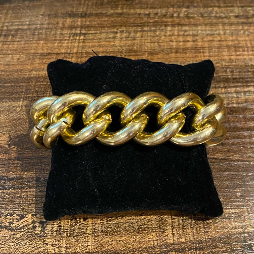 Vintage Erwin Pearl Chunky Gold Tone Chain Link Bracelet – 8”